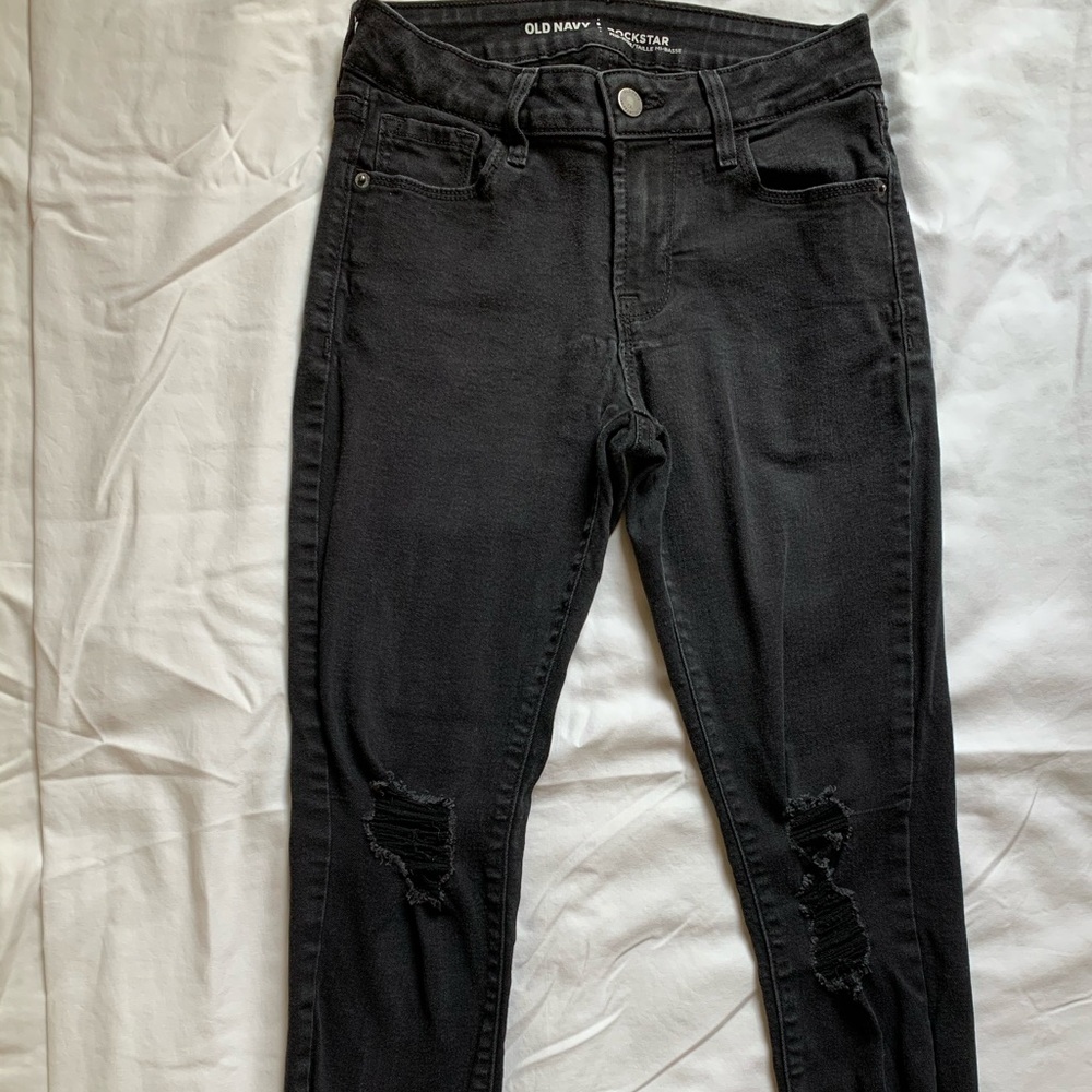 Black mid rise jeans size 2